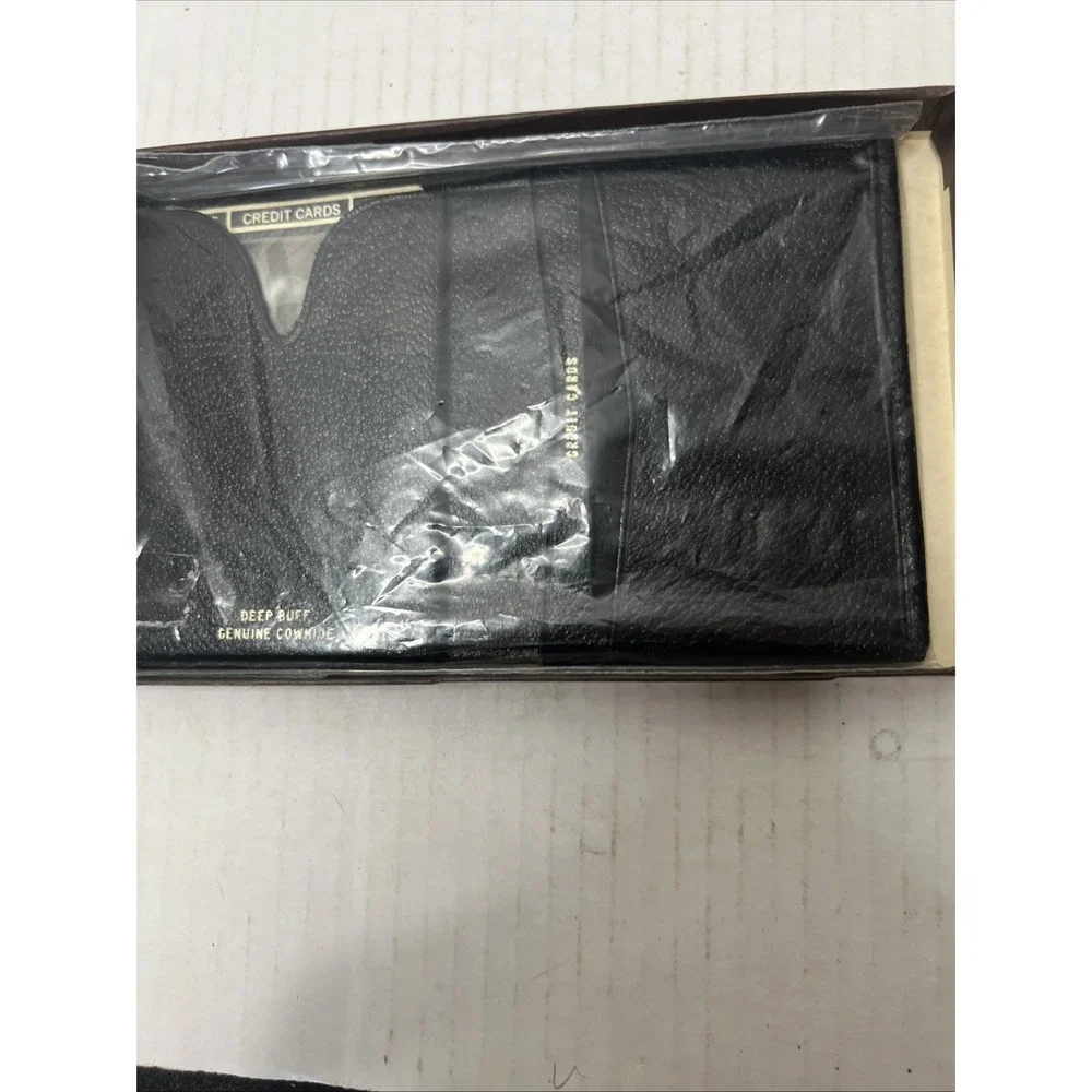 Vtg Originals By Billpak Black Mens Top Grain Cowhide Leather Bifold Wallet NOS